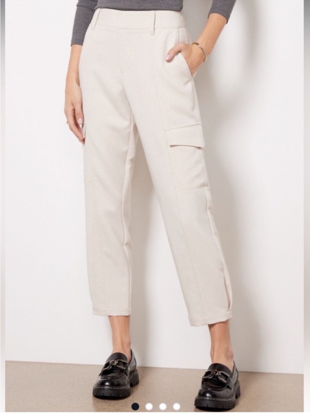 SANCTUARY Polished Cropped Standard Rise Cream Cargo Pants Size 31